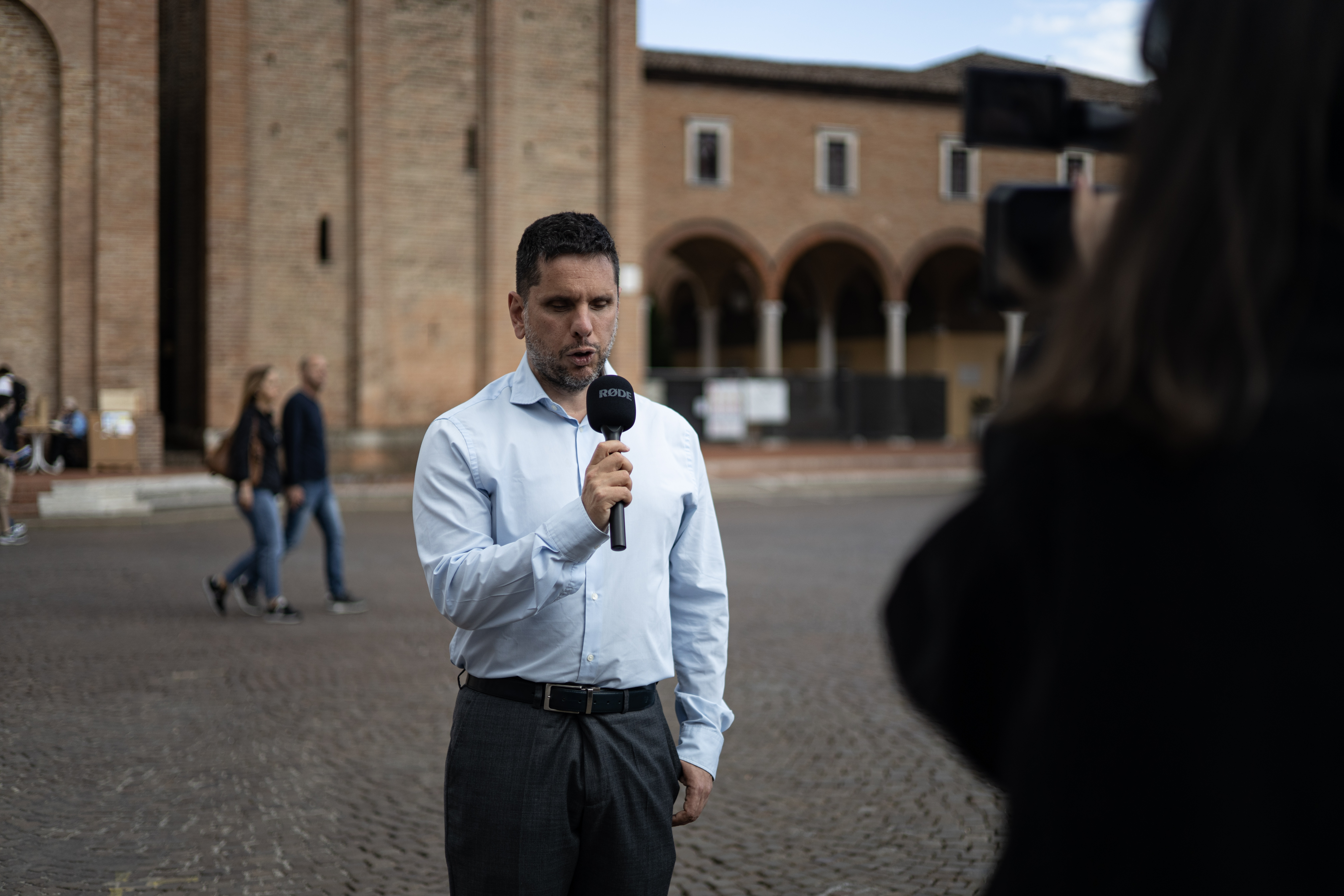 Maurizio Molinari, Capo dell'Ufficio del Parlamento europeo a Milano, intervistato alla cerimonia di apertura di EYE Forlì