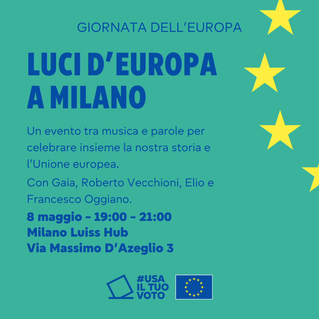 Locandina Giornata dell’Europa 2024: Luci d’Europa a Milano