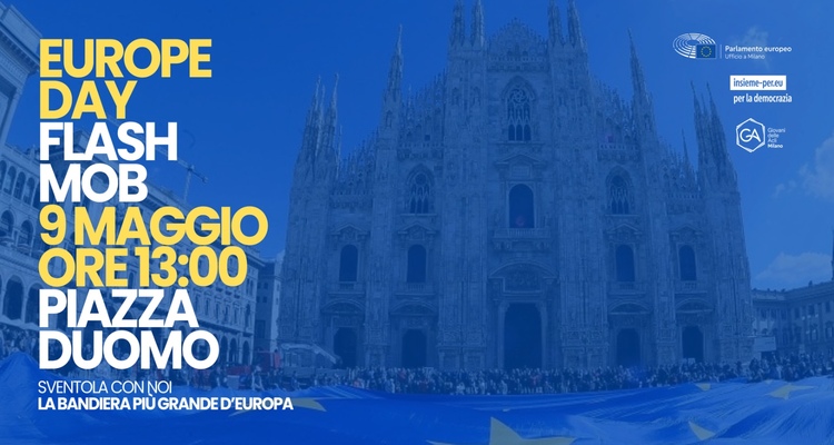 Locandina flash mob 9 maggio 2025 a Milano