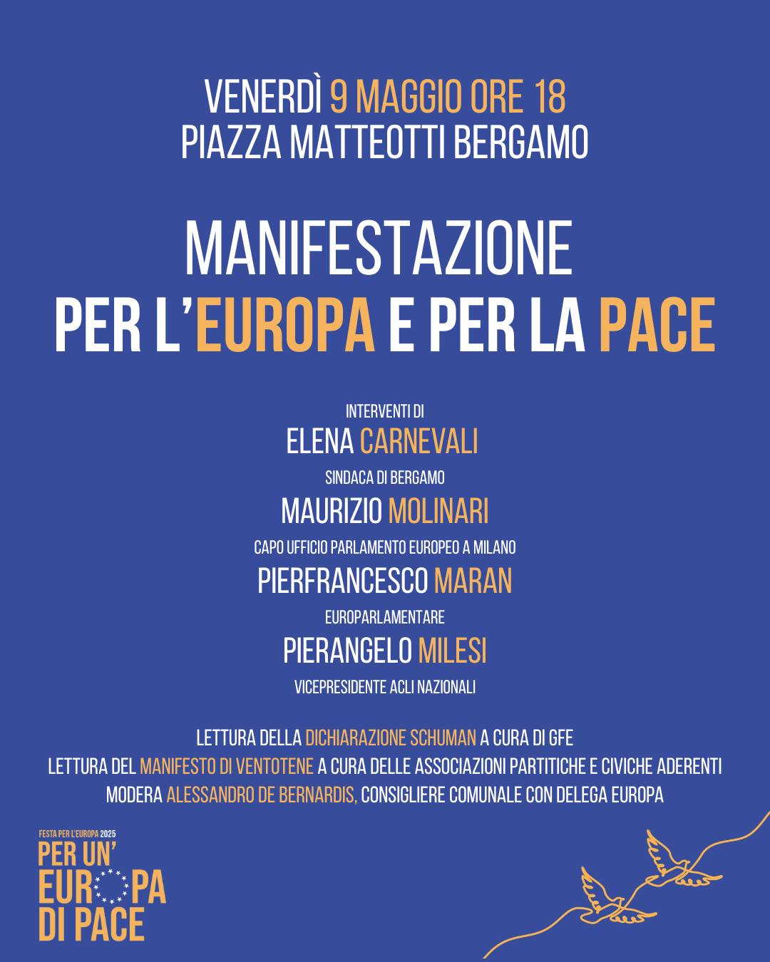 Locandina 9 maggio 2025 a Bergamo - evento di apertura